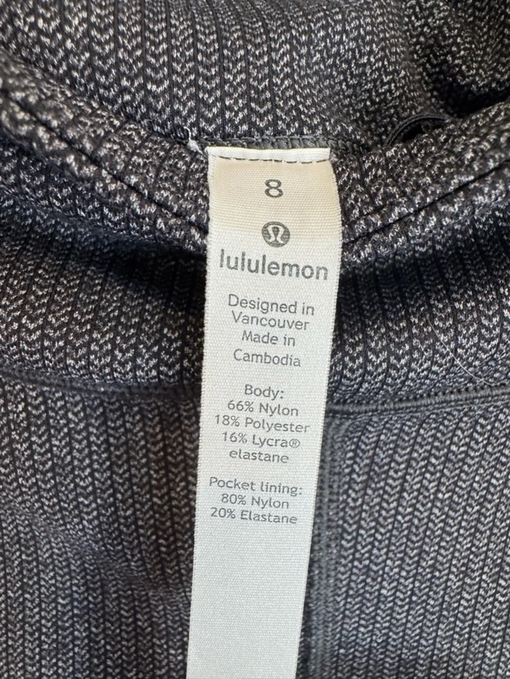 Lululemon Speed Up Tight 8 Gray Textured Luxtreme‎ Pocket Leggings